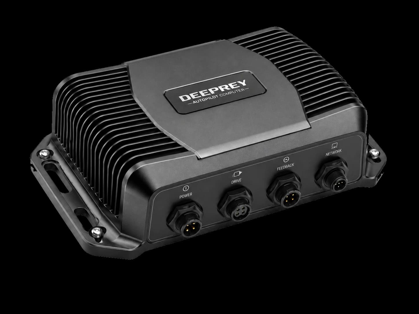 Deeprey DPA-1 Autopilot Computer — sealed die-cast enclosure with labelled Power, Drive, Feedback and Network connectors