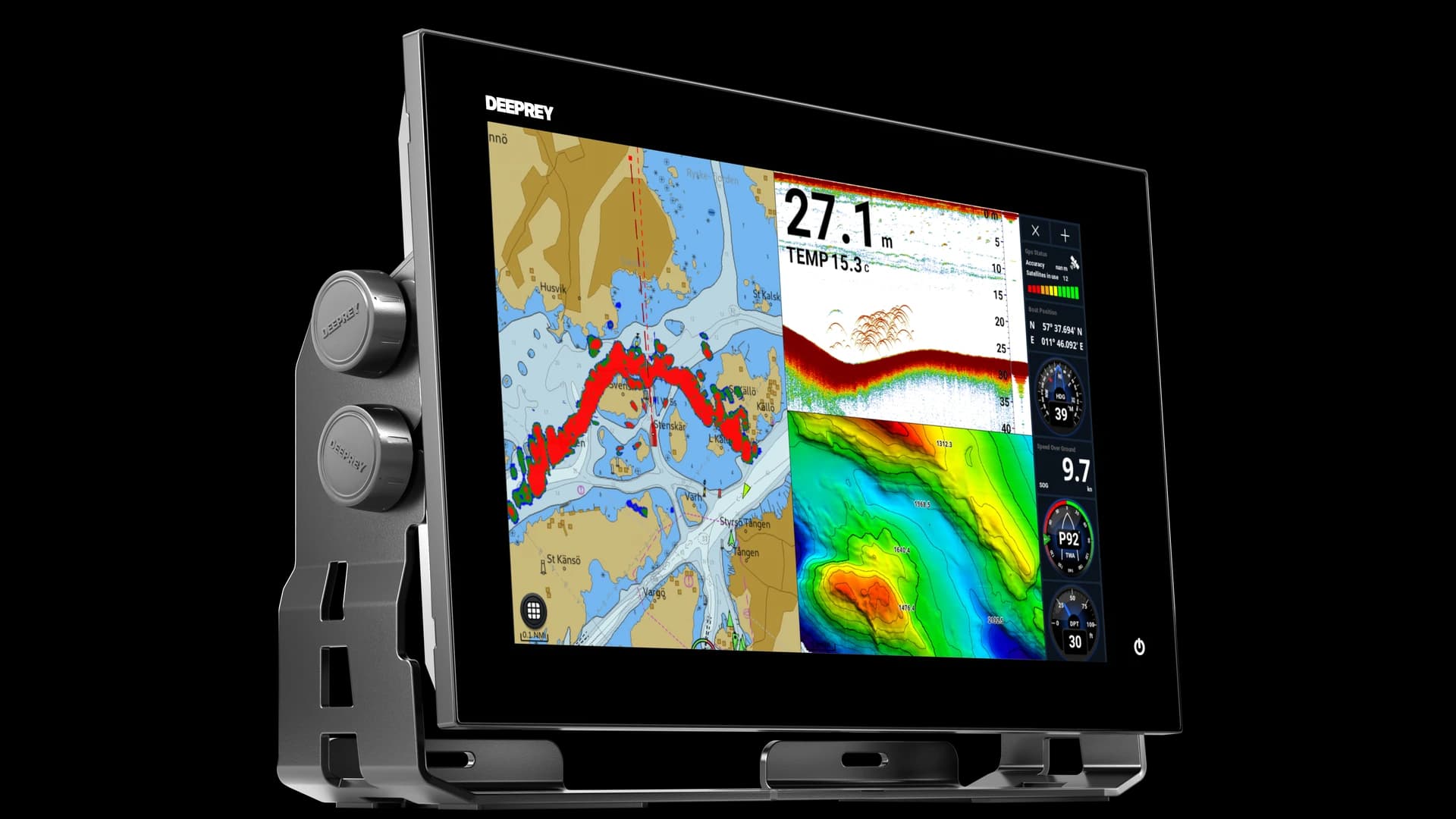 Deeprey MFD 16 — three-quarter view